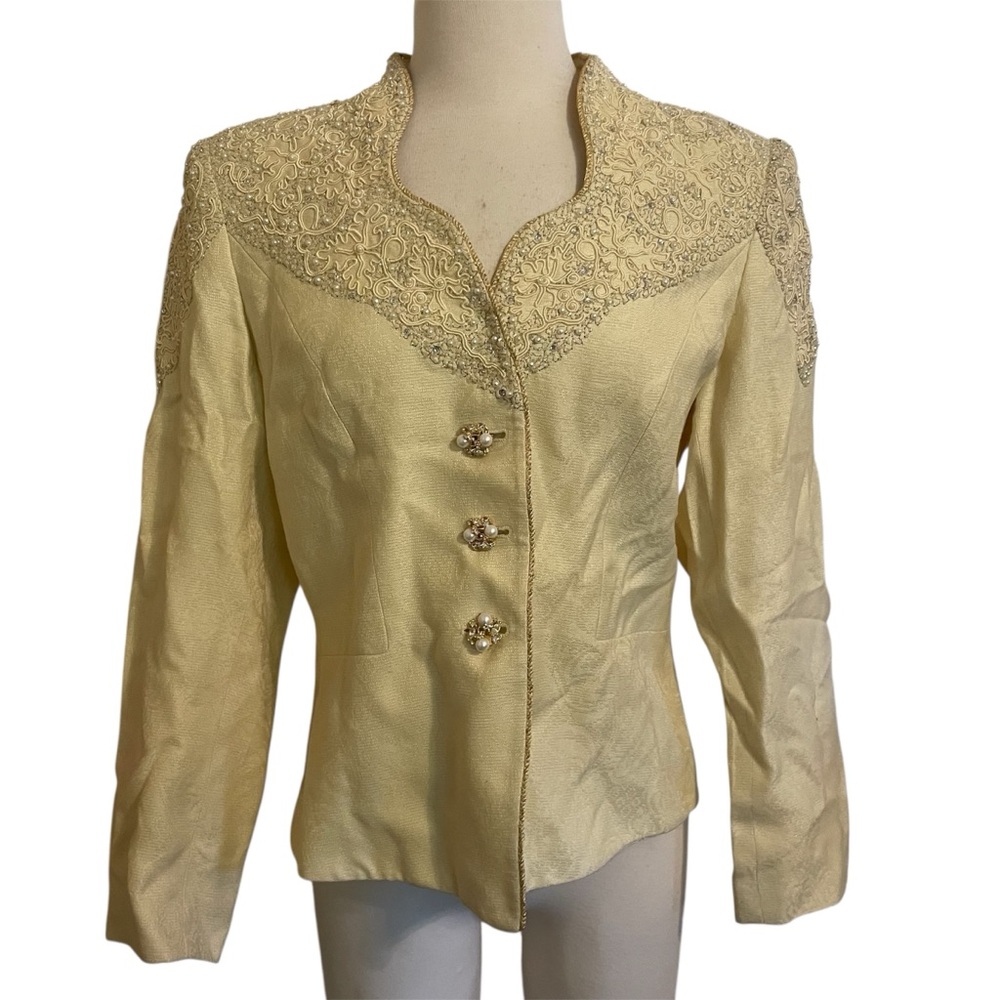 Nolan Miller yellow cream Embellished Women's Blazer